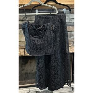 Women’s GUNNE SAX Jessica McClintock Black Lace Halter Top 7 Skirt 9 Lot *B9